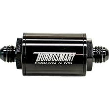 Load image into Gallery viewer, Turbosmart FPR Billet Inline Fuel Filter 1.75in OD 3.825in Length AN-8 Male Inlet - Black [TS-0402-1131]